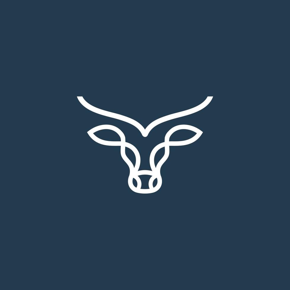 ilustración de línea de icono de vector de logotipo de cabeza de vaca
