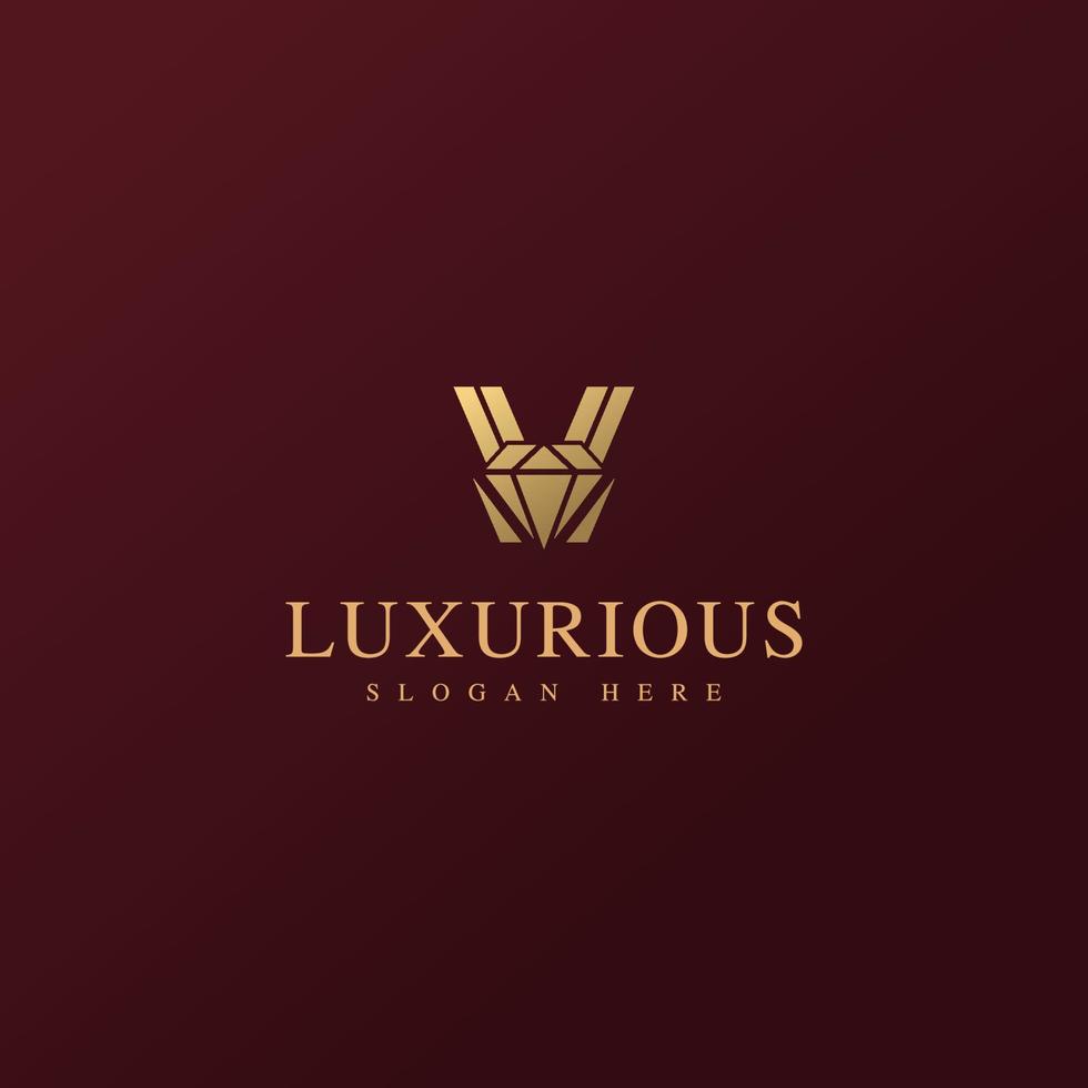 Letter V Jewelry Diamond Logo designs vector