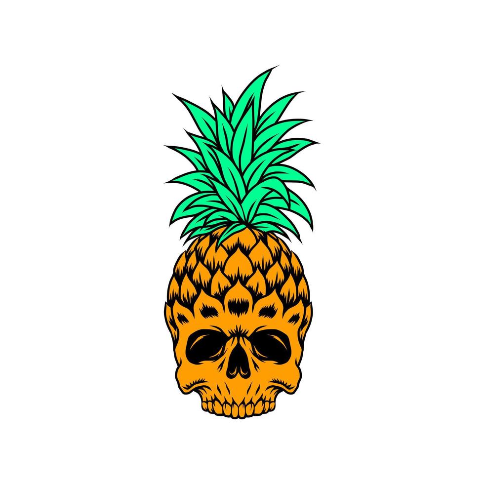 piña calavera verano vector