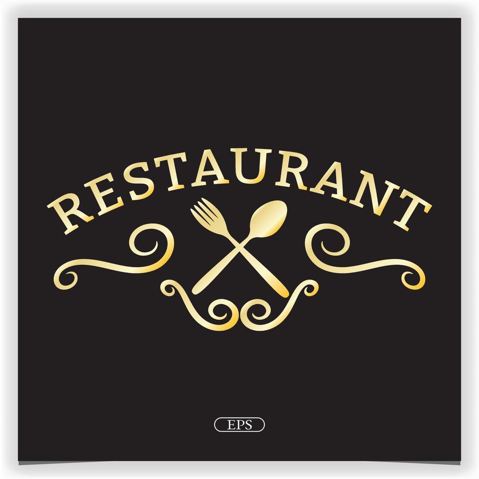 restaurante dorado logo premium elegante plantilla vector eps 10