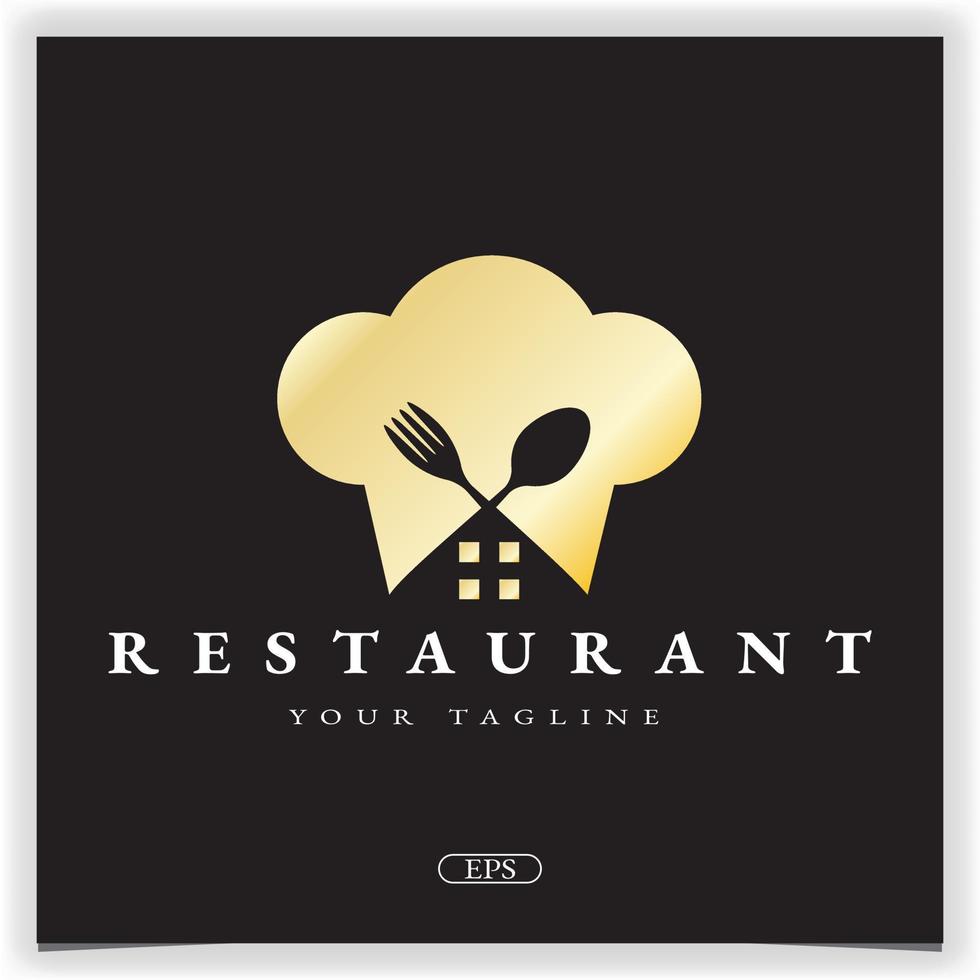 restaurante dorado logo premium elegante plantilla vector eps 10