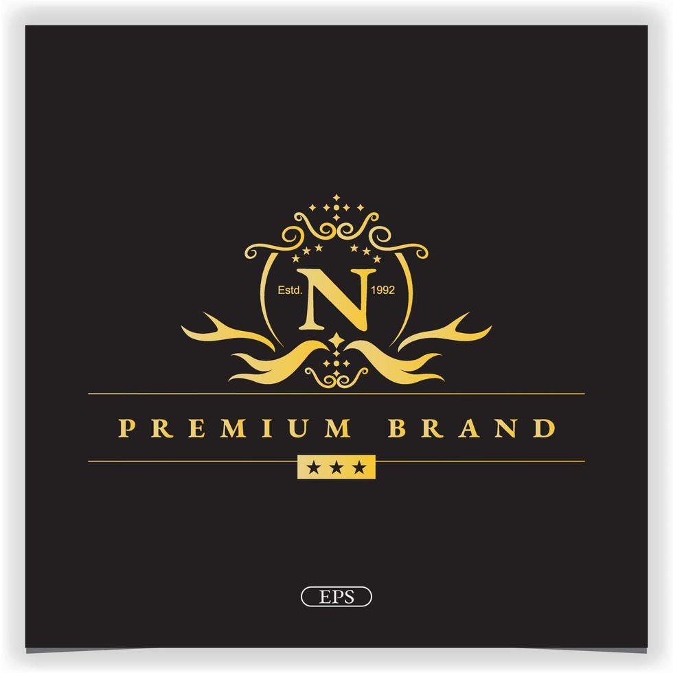 Letter n golden logo premium elegant template vector eps 10
