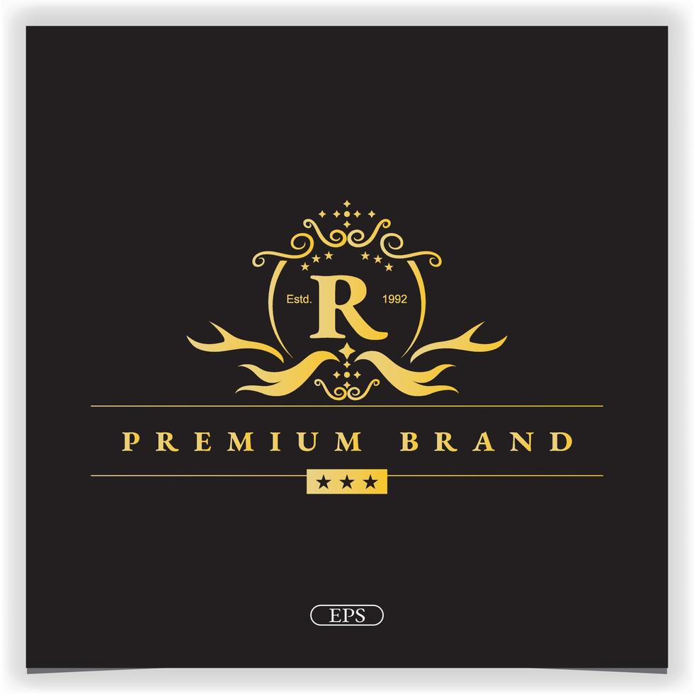 letra r golden logo premium elegante plantilla vector eps 10