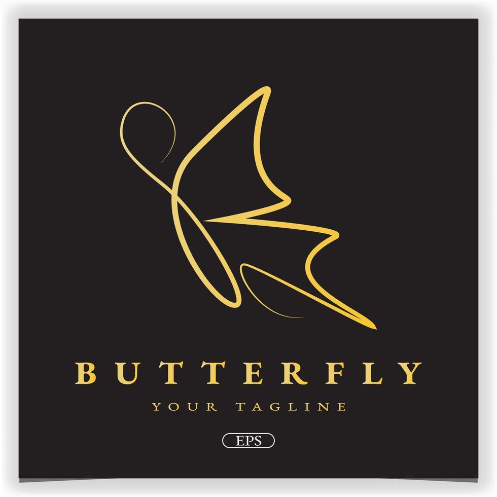 logotipo de mariposa dorada plantilla elegante premium vector eps 10