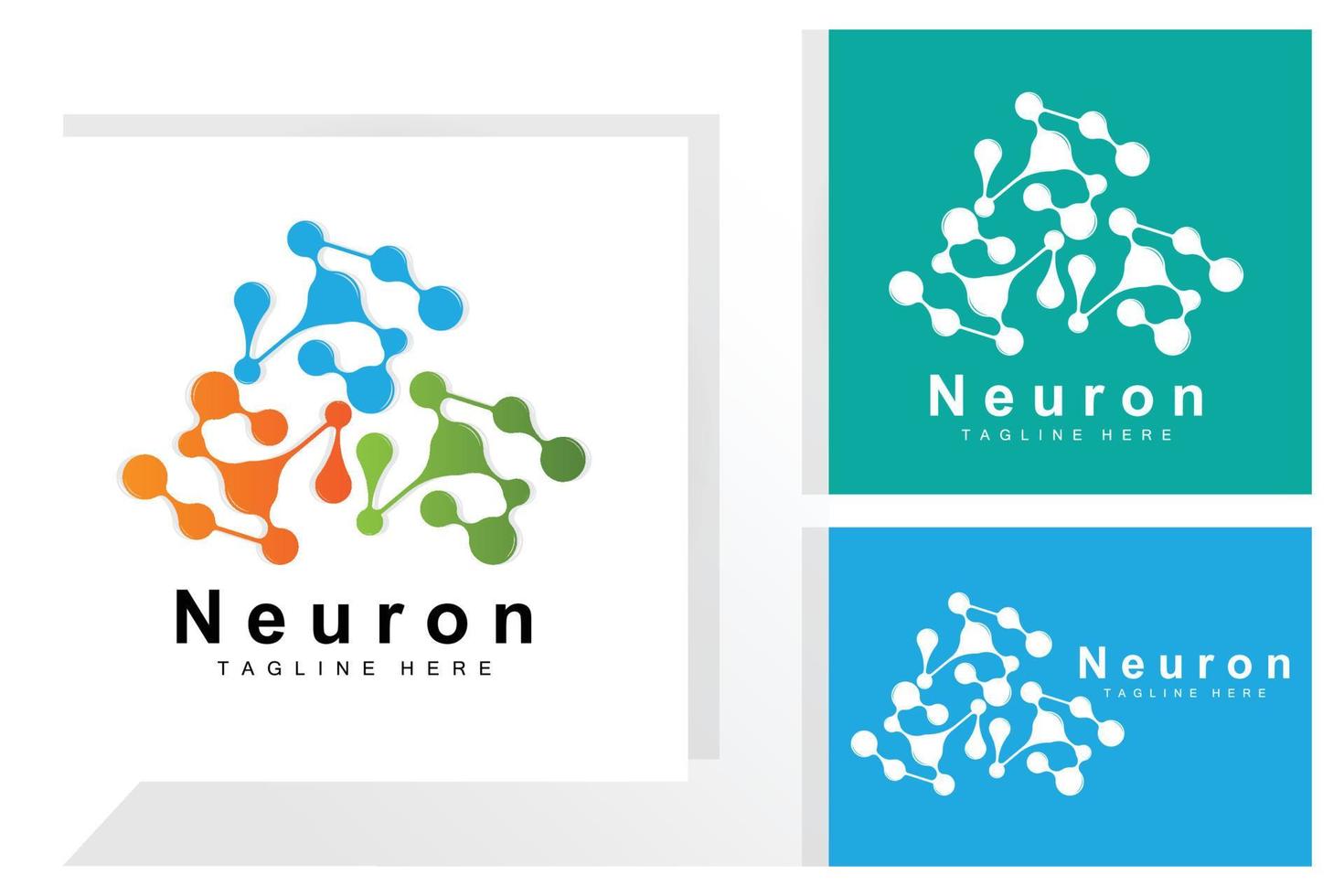 Neuron Logo Design Vector nerve cell illustration Molecular DNA health brand