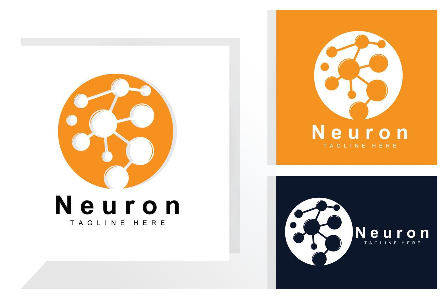 Neuron Logo Design Vector nerve cell illustration Molecular DNA health brand
