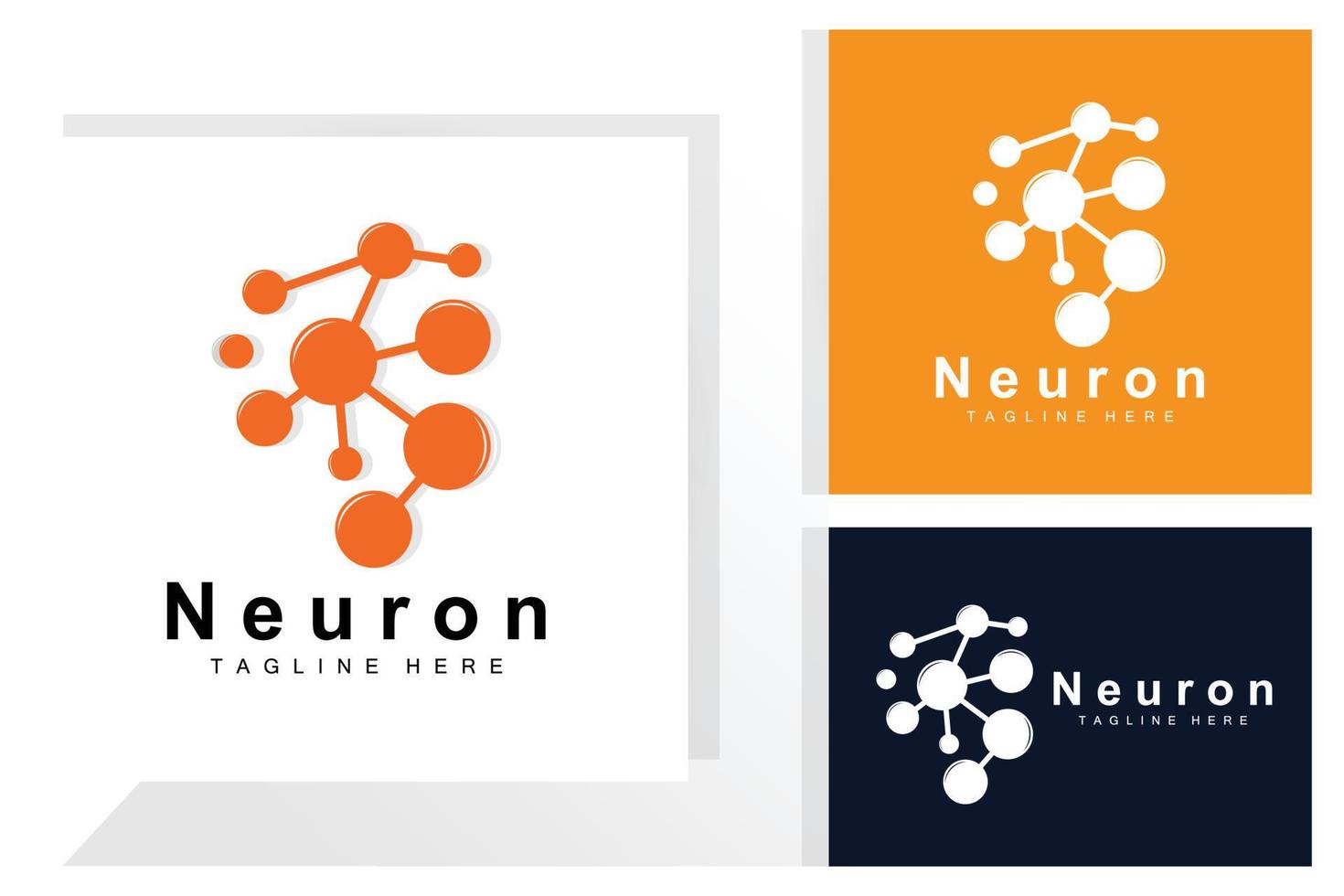 Neuron Logo Design Vector nerve cell illustration Molecular DNA health brand