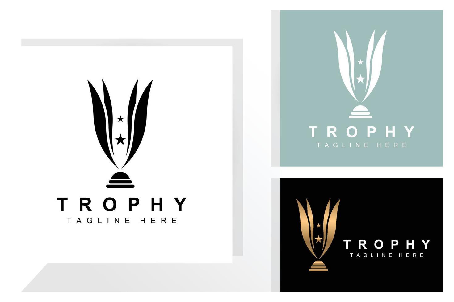 Trophy Logo Design, Award Winner Championship Trophy Vector, Success Brand vector