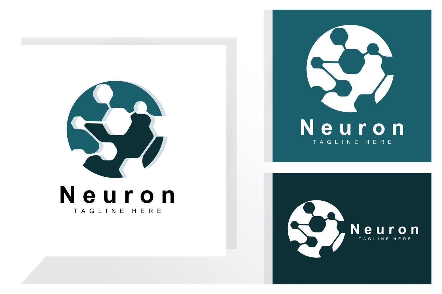 Neuron Logo Design Vector nerve cell illustration Molecular DNA health brand