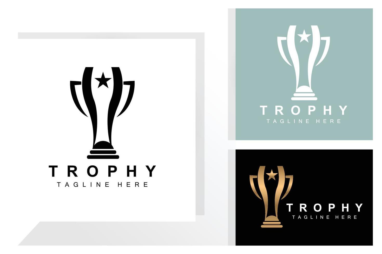 Trophy Logo Design, Award Winner Championship Trophy Vector, Success Brand vector