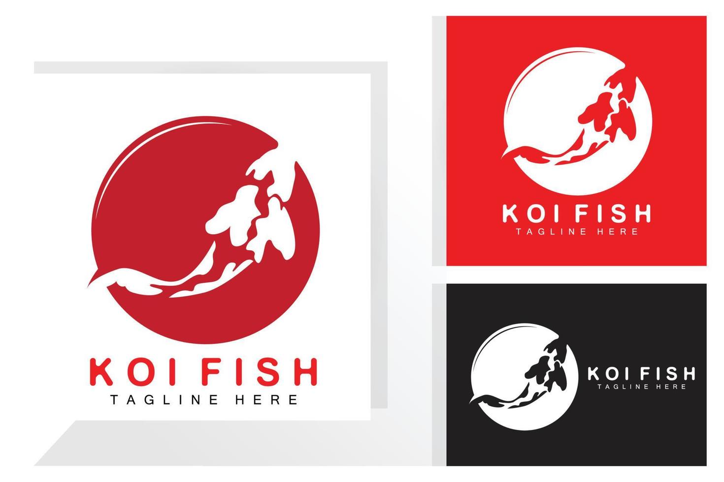 diseño del logotipo de peces koi, vector de peces ornamentales de la suerte y el triunfo chino, icono de pez dorado de la marca de la empresa