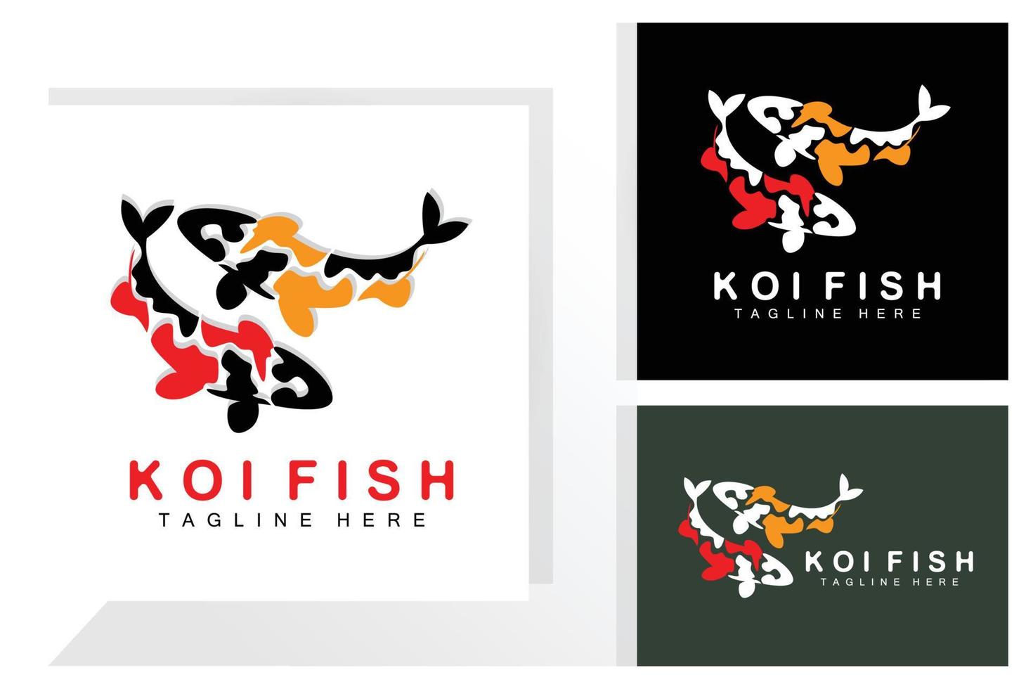 Koi Fish Logo Design, Chinese Lucky And Triumph Ornamental Fish Vector, Company Brand Gold Fish Icon vector