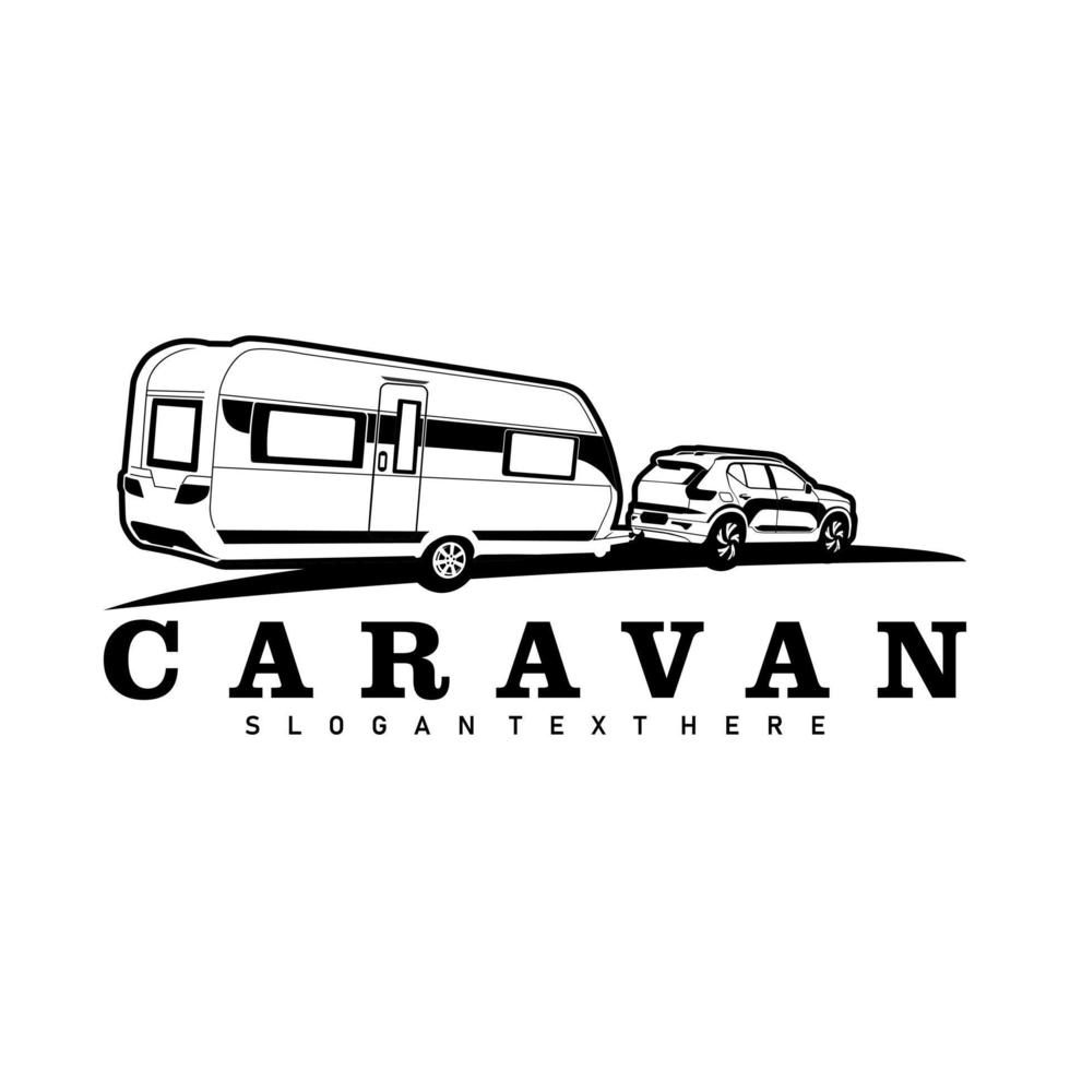 truck and trailer caravan logo design vector