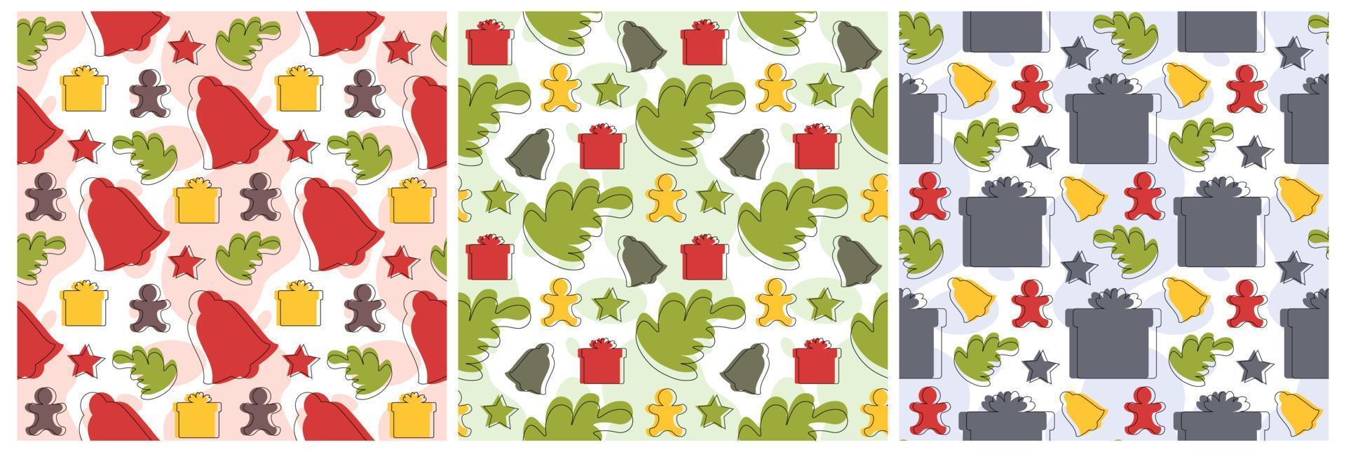 Set of Boxing Day Sale Seamless Pattern Design with Glove and Gift Box for Promotion or Shopping on Template Hand Drawn Cartoon Flat Illustration vector