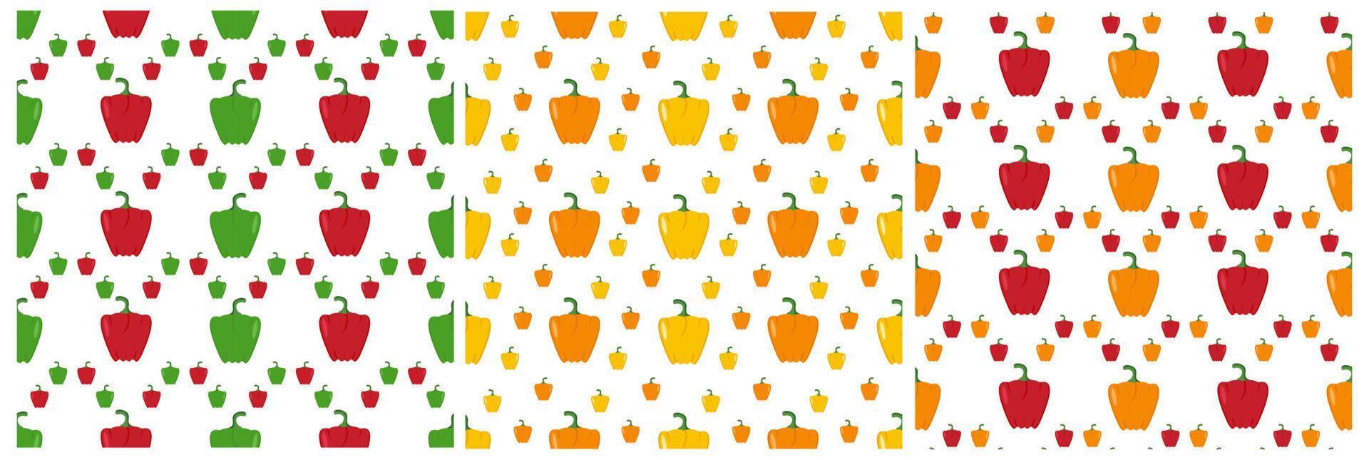 Set of Vegetarian, Fruit or Vegetables Seamless Pattern Design with Fresh, Organic and Natural Food in Hand Drawn Flat Cartoon Background Illustration vector