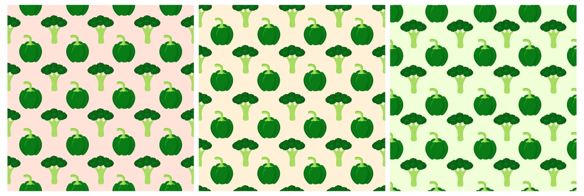 Set of Vegetarian, Fruit or Vegetables Seamless Pattern Design with Fresh, Organic and Natural Food in Hand Drawn Flat Cartoon Background Illustration vector