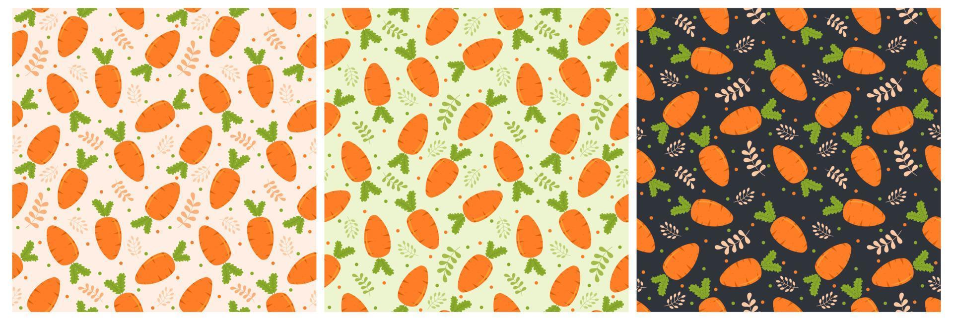 Set of Vegetarian, Fruit or Vegetables Seamless Pattern Design with Fresh, Organic and Natural Food in Hand Drawn Flat Cartoon Background Illustration vector