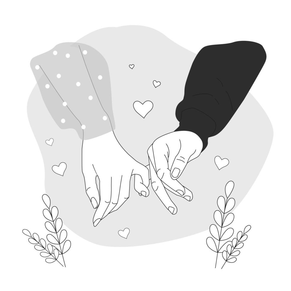 Conceptual illustration of lovers holding hands vector