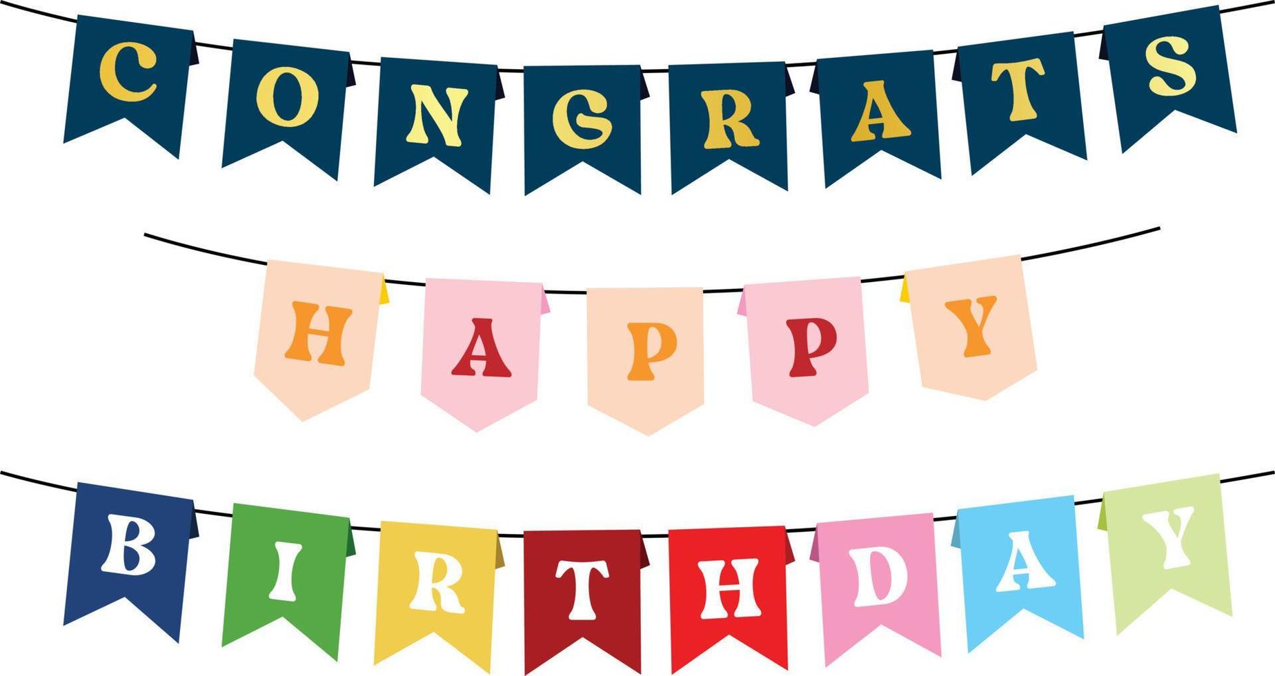 Happy Birthday Banner, Congrats flag Background - Editable Vector Illustration