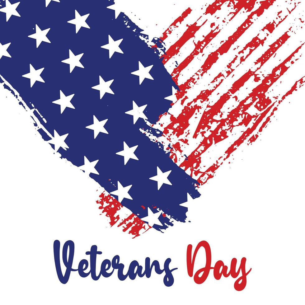 Veterans Day Creative illustration for poster, banner or social media post with grunge USA flag background. vector