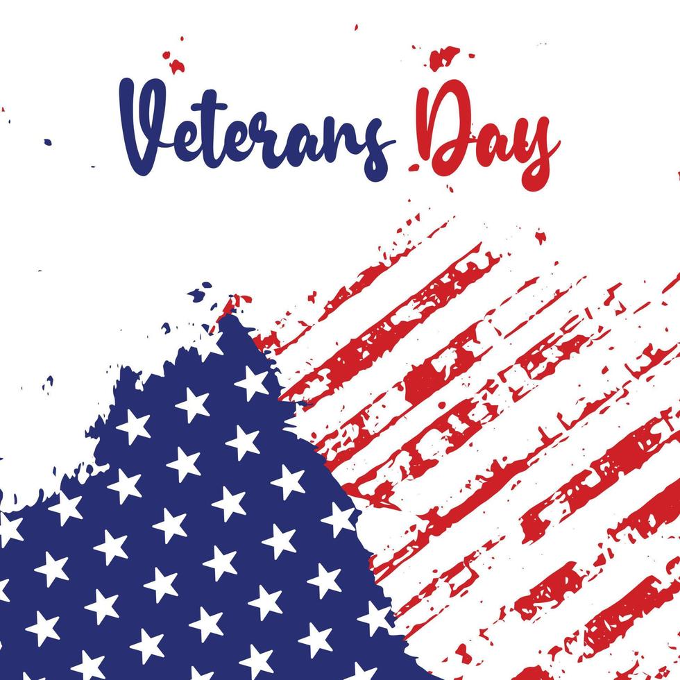 Veterans Day Creative illustration for poster, banner or social media post with grunge USA flag background. vector