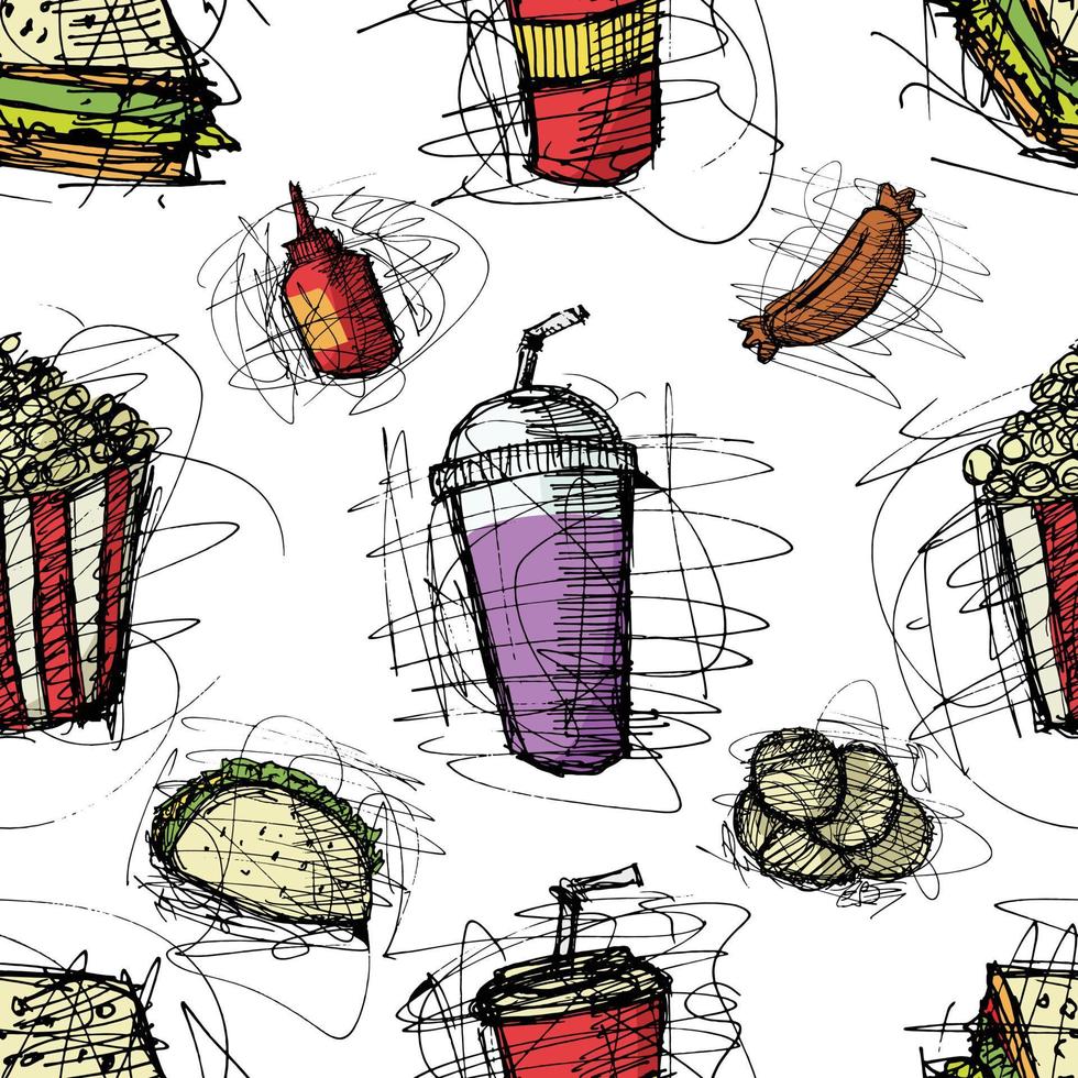 Fast Food seamless pattern for wallpaper, social media, printable paper, textile background. vector
