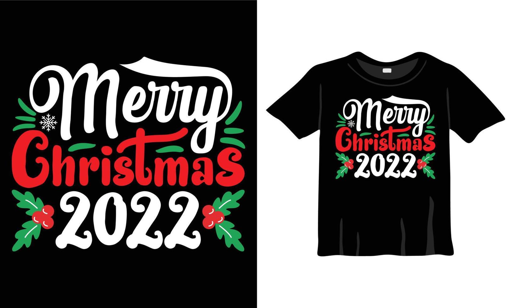 feliz navidad 2022 plantilla de diseño de camiseta para celebración navideña. bueno para tarjetas de felicitación, camisetas, tazas y regalos. para hombres, mujeres y ropa de bebe vector