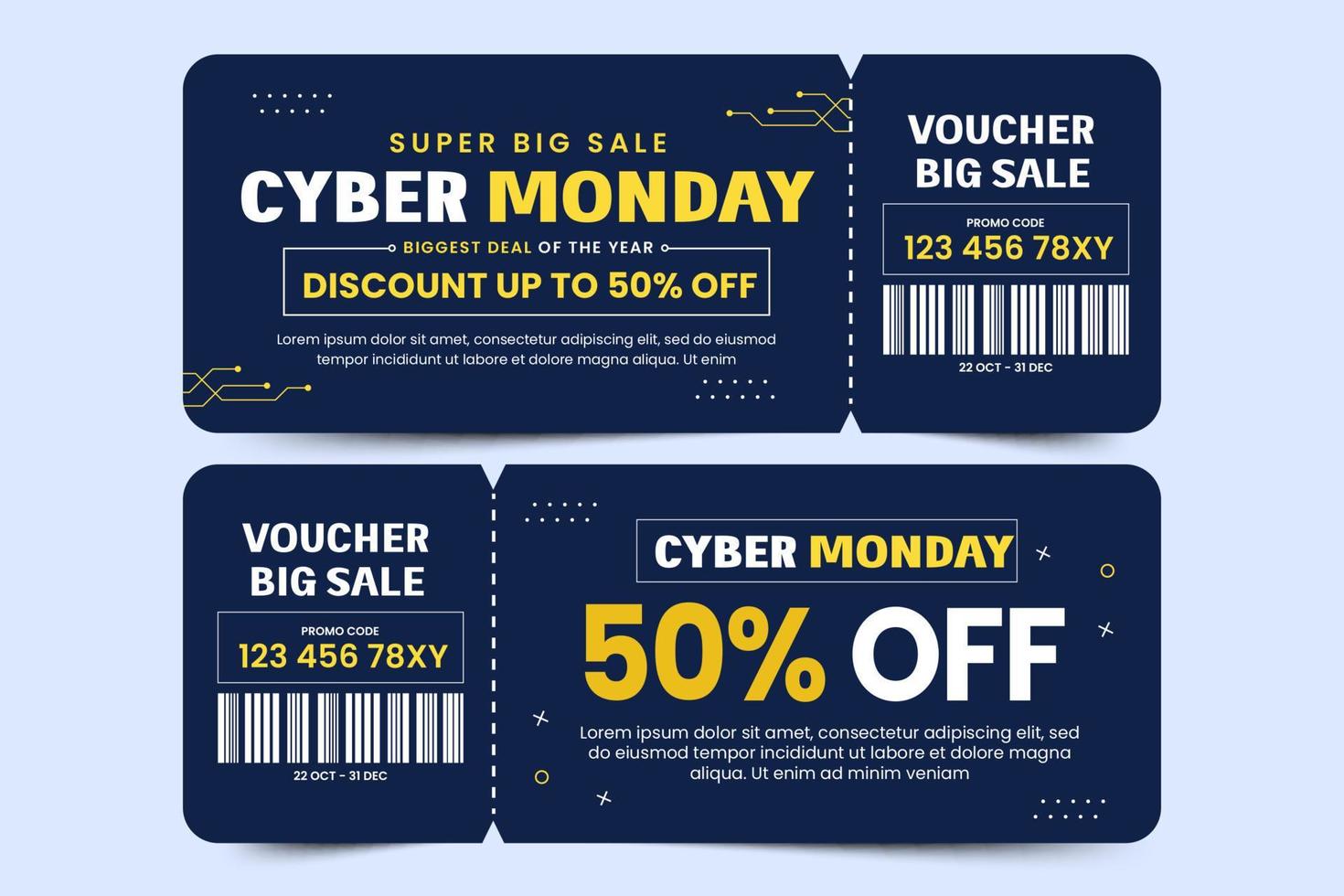 Cyber Monday voucher or coupon design template vector