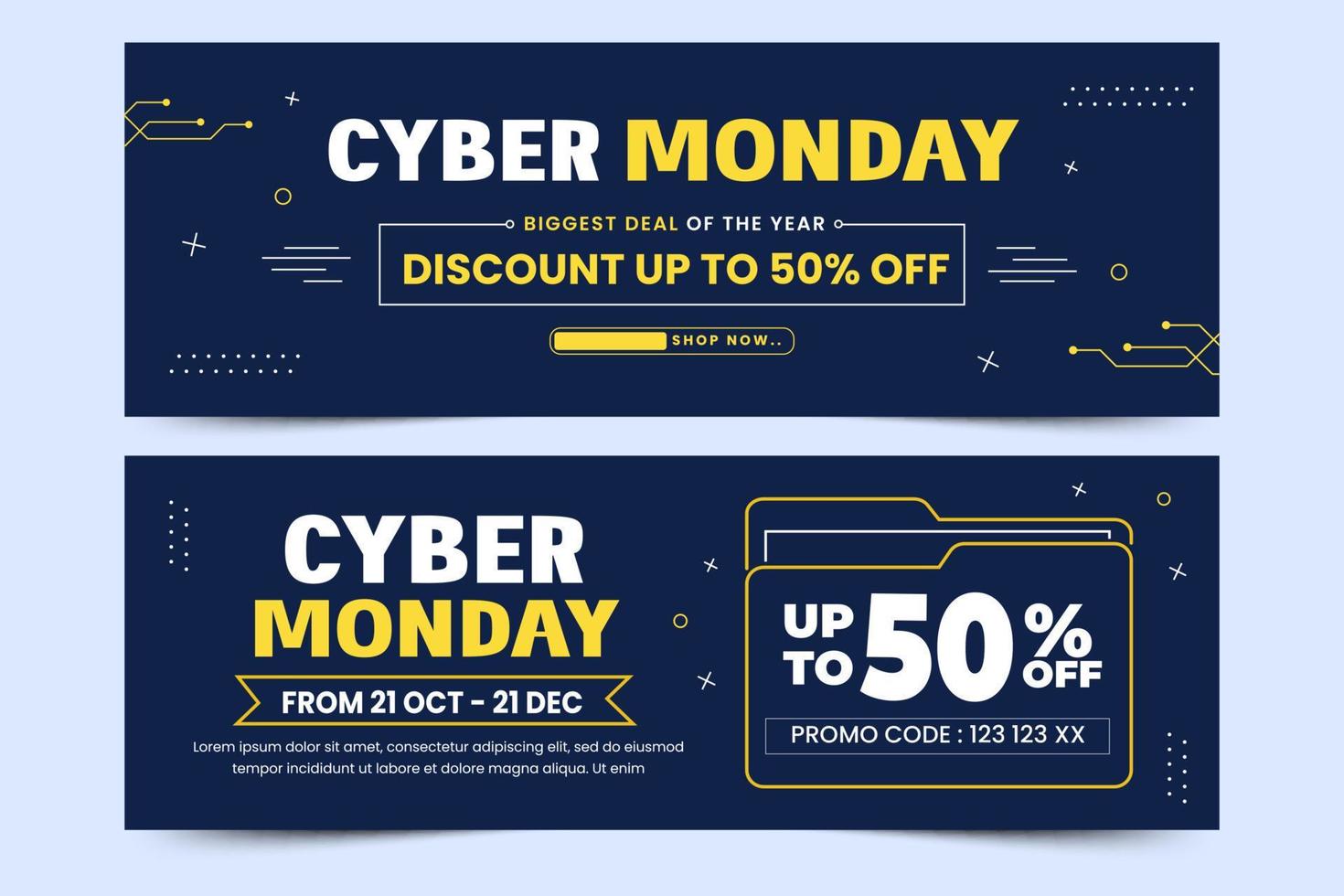 Cyber Monday banner ads design template vector