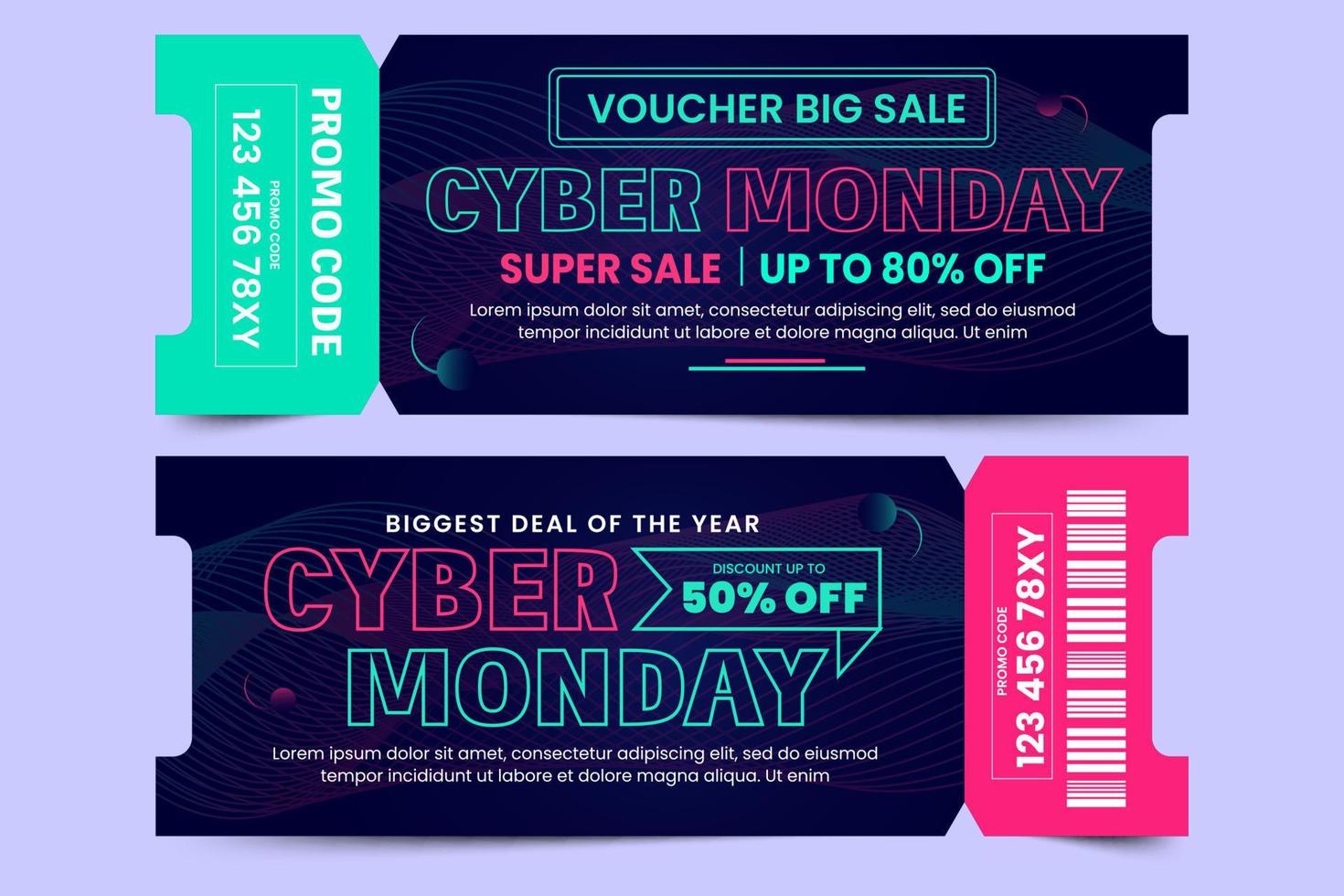 Cyber Monday voucher or coupon design template vector