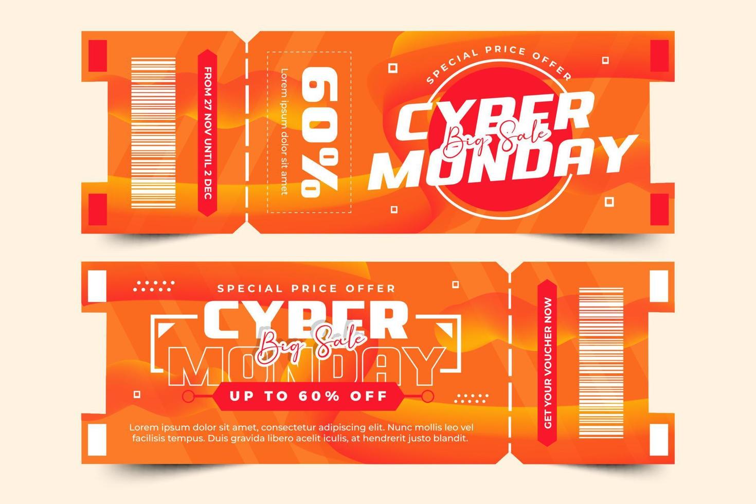 Cyber Monday voucher or coupon design template vector