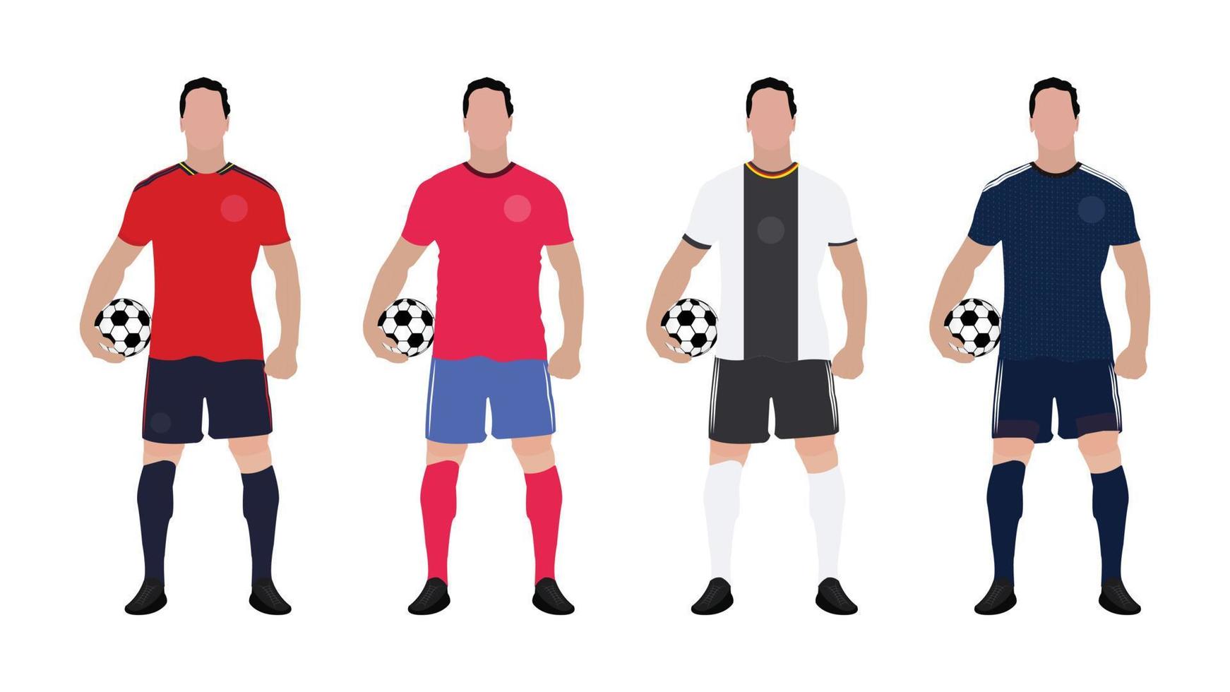 equipo del grupo e del campeonato mundial de fútbol con su kit de equipo vector