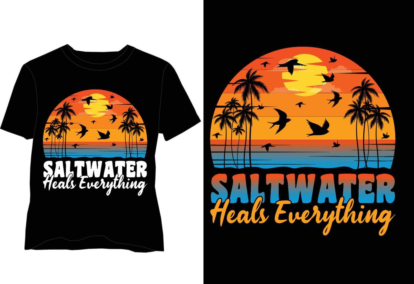 Sunset Beach Vacation T Shirt Design vector