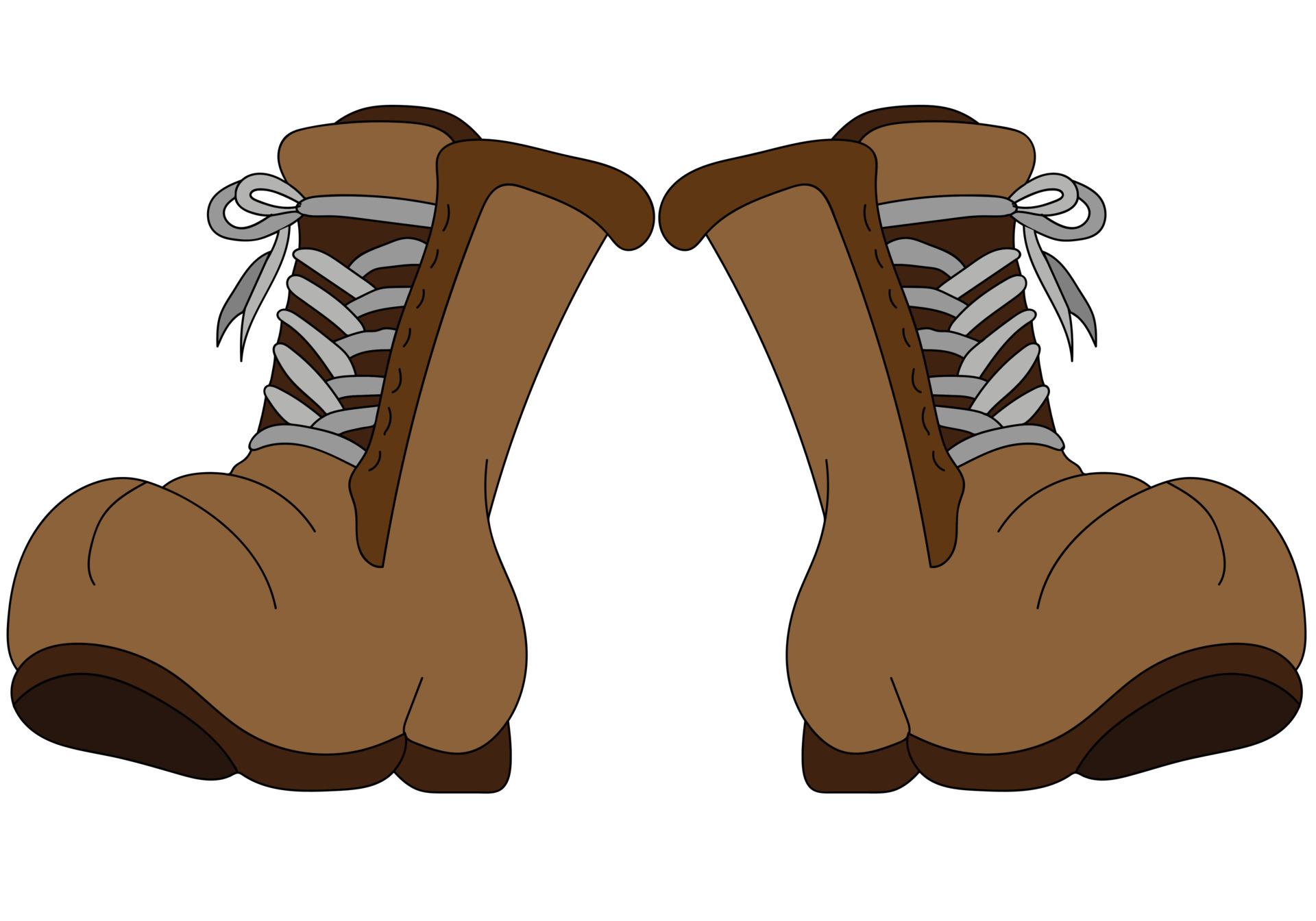 Brown leather boots. Design for shoe vector graphics isolated