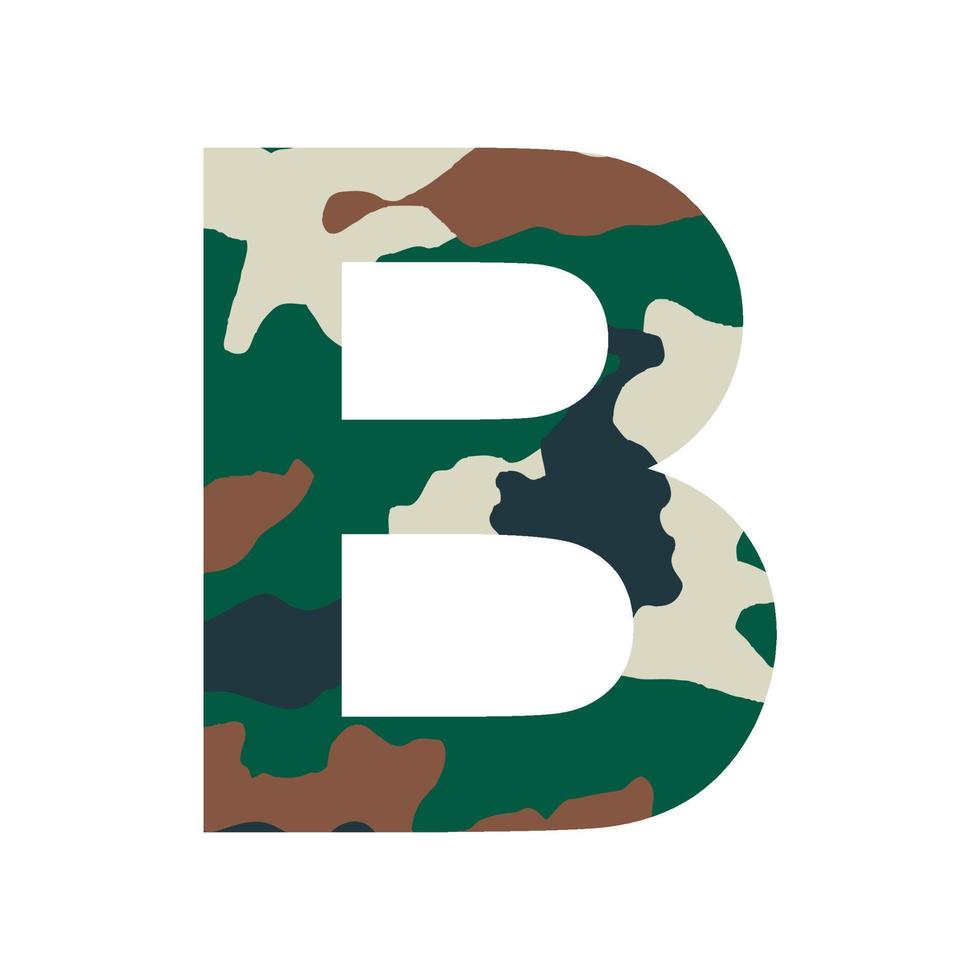 English alphabet letter B, khaki style isolated on white background - Vector