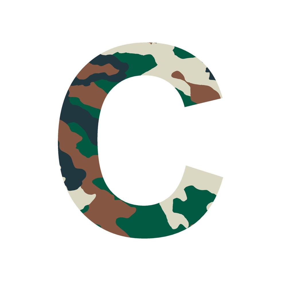 alfabeto inglés letra c, estilo caqui aislado sobre fondo blanco - vector