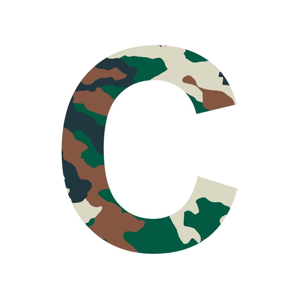 English alphabet letter C, khaki style isolated on white background - Vector