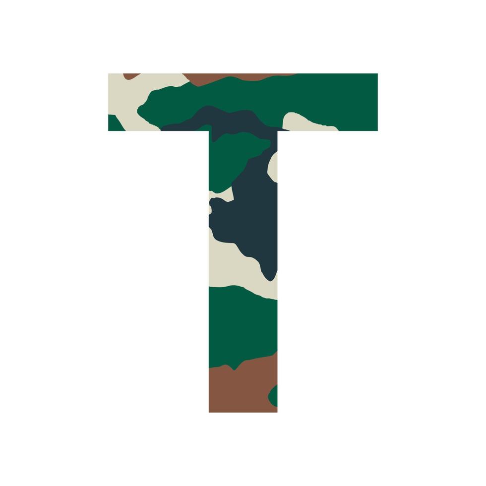 English alphabet letter T, khaki style isolated on white background - Vector
