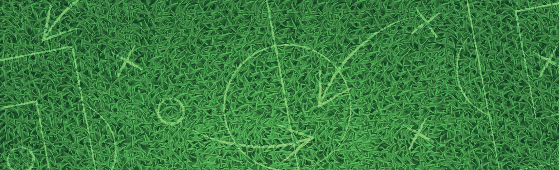 Panoramic green background realistic grass football turf with markings - Vector