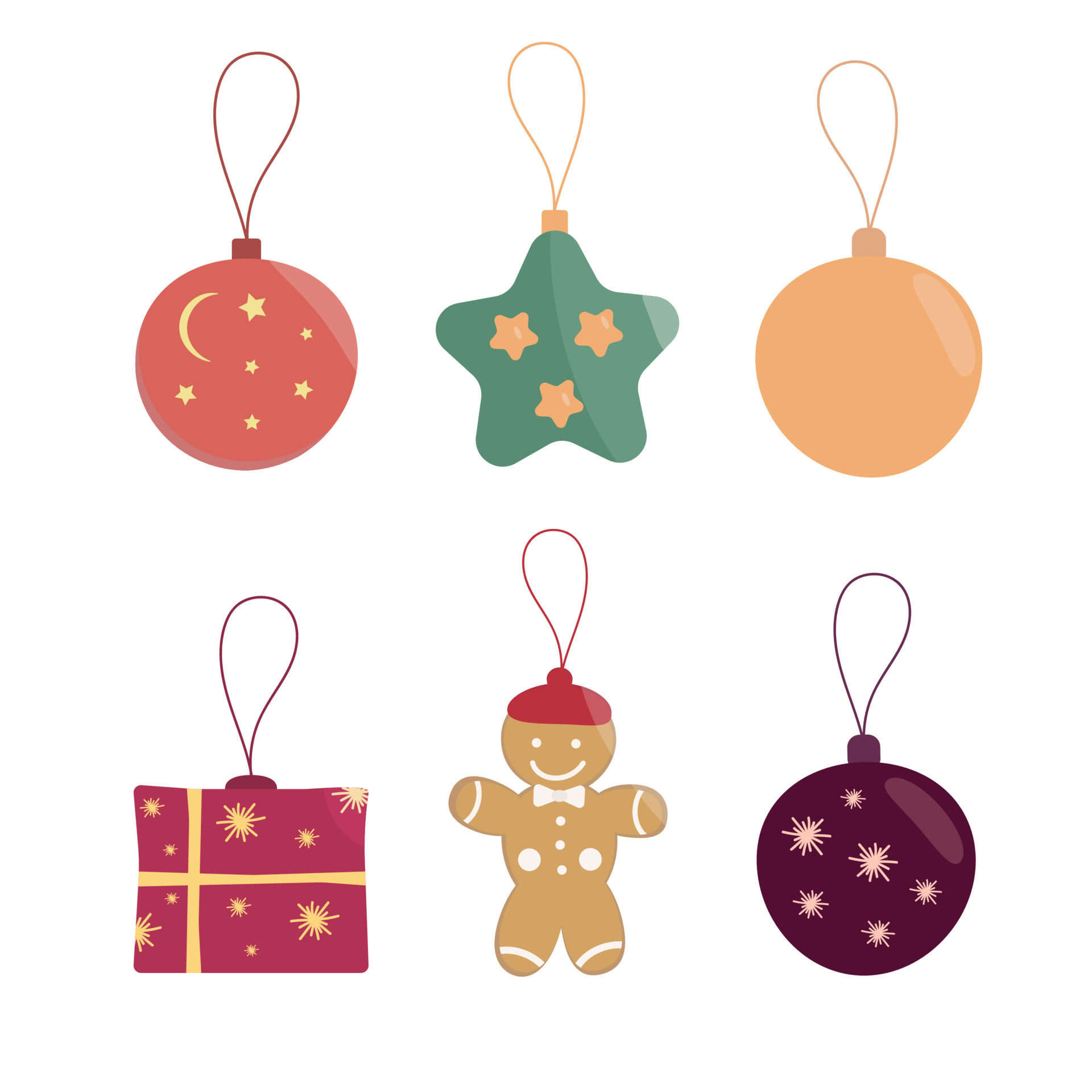 Set of bright Christmas tree decorations 13707379 Vector Art at Vecteezy
