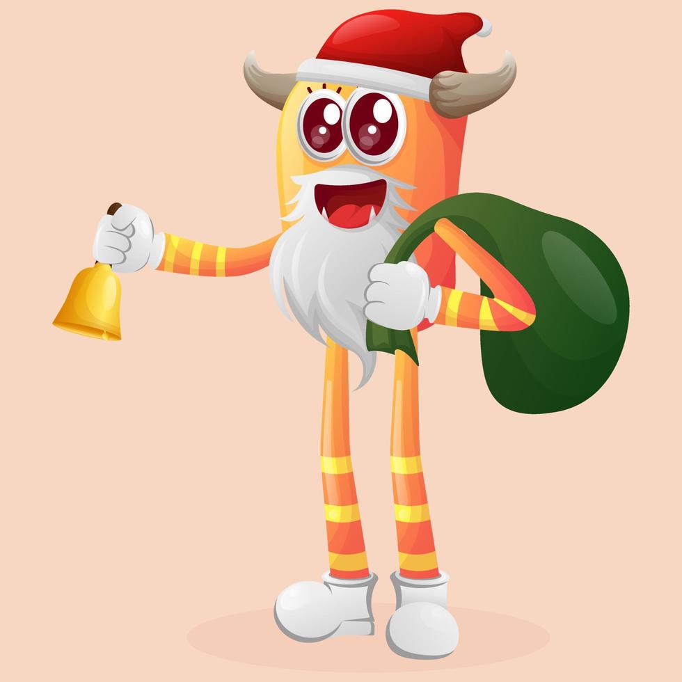 Cute orange monster santa claus christmas vector