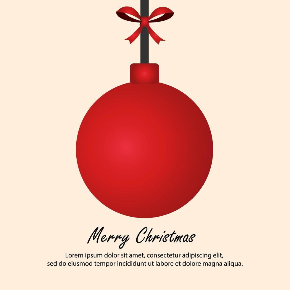 red christmas ball with ribbon vector