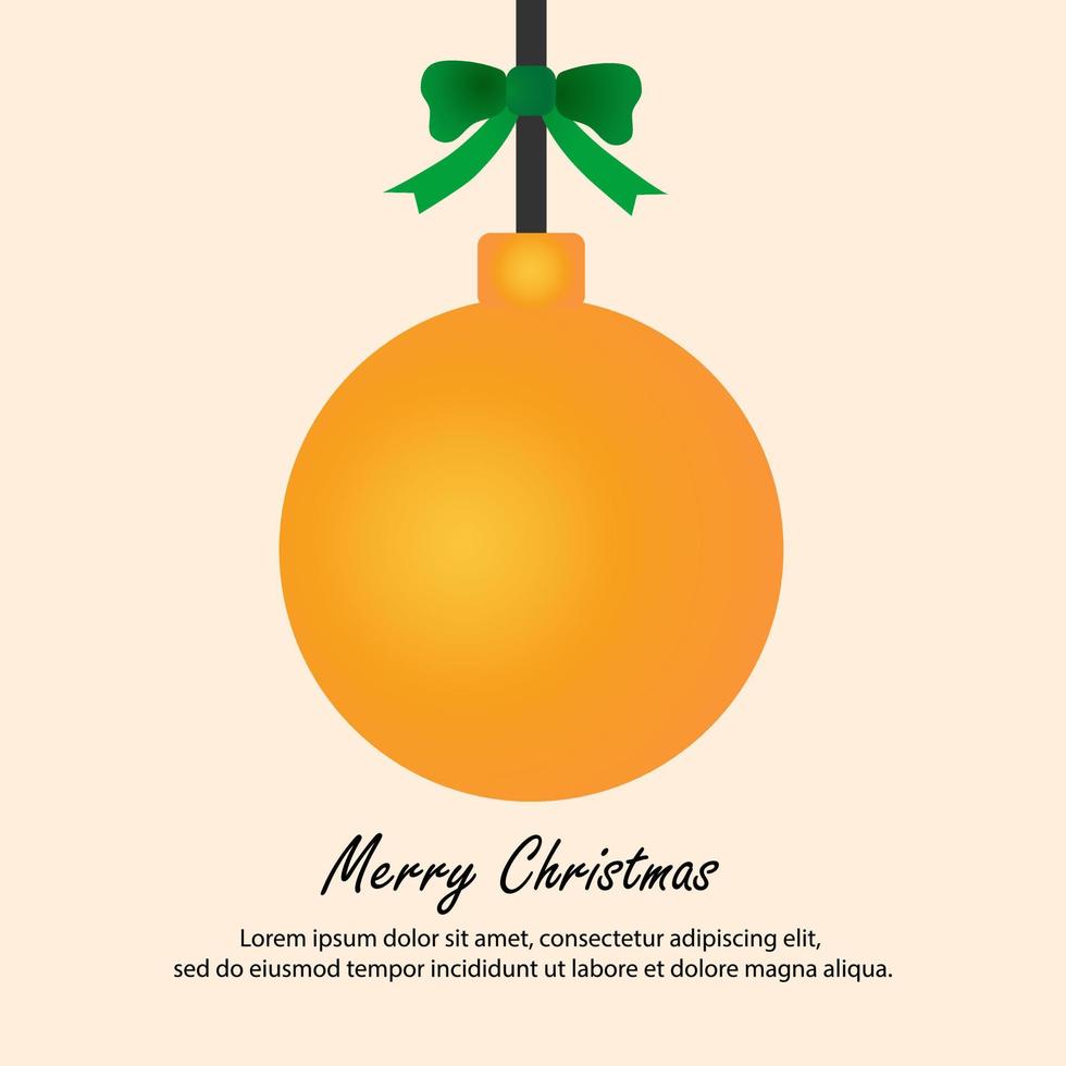 yellow christmas ball with ribbon vector