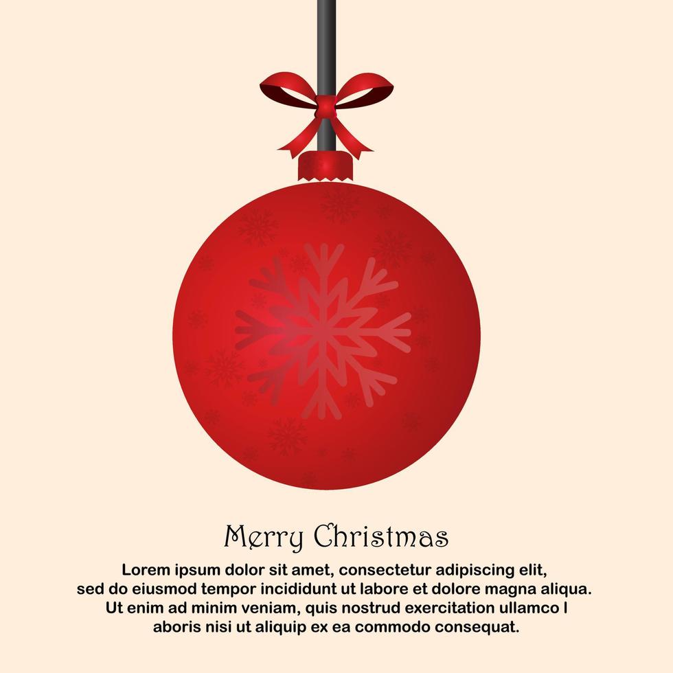 red christmas ball with ribbon vector