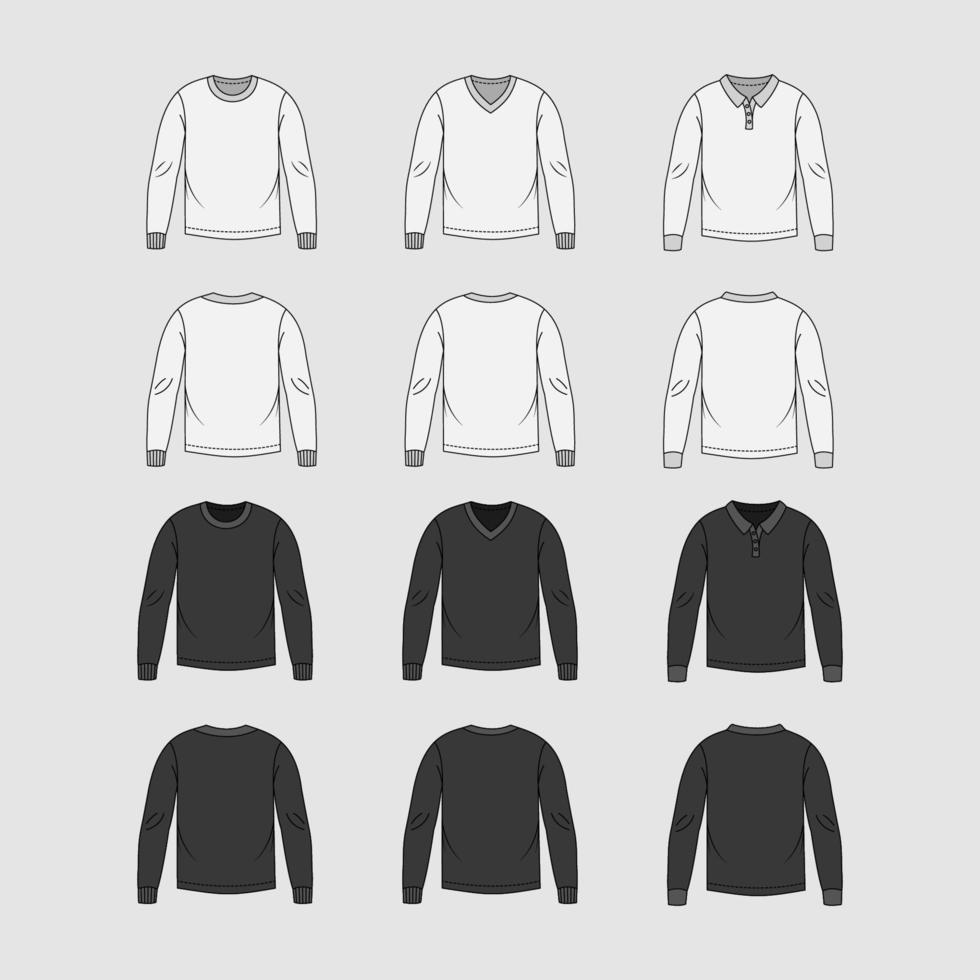 Outlined Long Sleeve T-shirt Mock Up vector