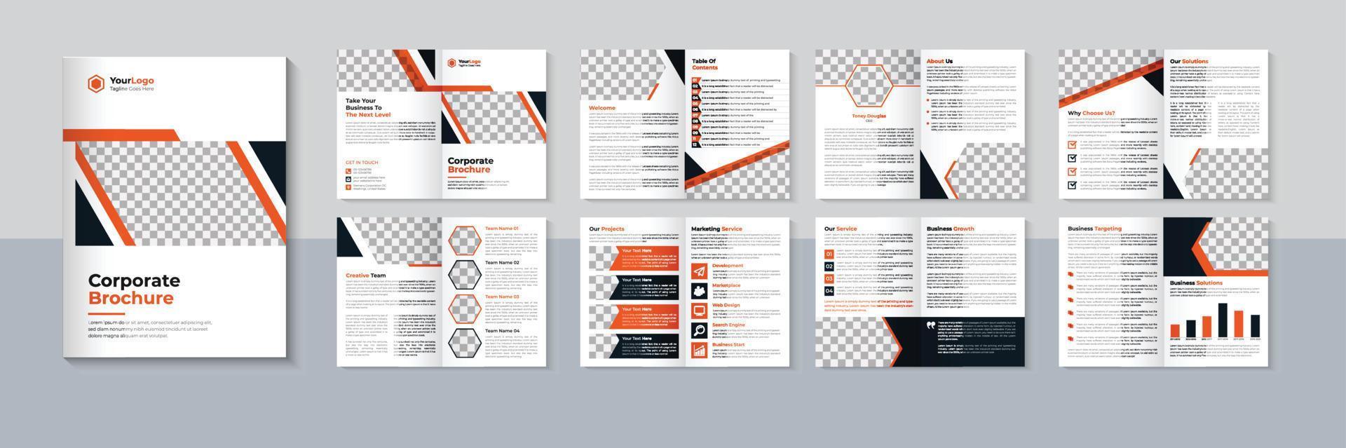 Business 16 page brochure template, Professional company profile brochure design, Corporate brochure design, Pro Vector