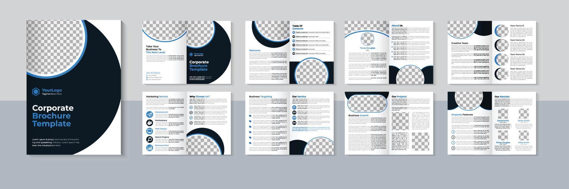 Company Profile Brochure Design, Business 16 Page Brochure Template, Corporate Brochure Design, Pro Vector