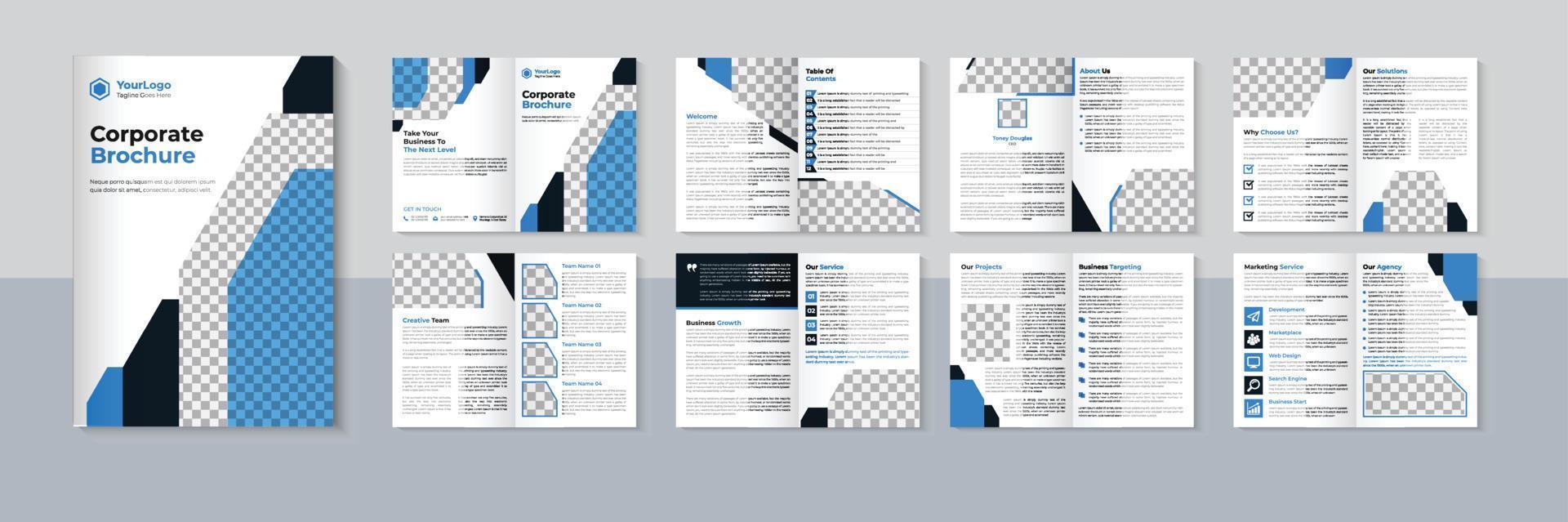 Modern 16 page company profile brochure design, Corporate brochure template, Pro Vector