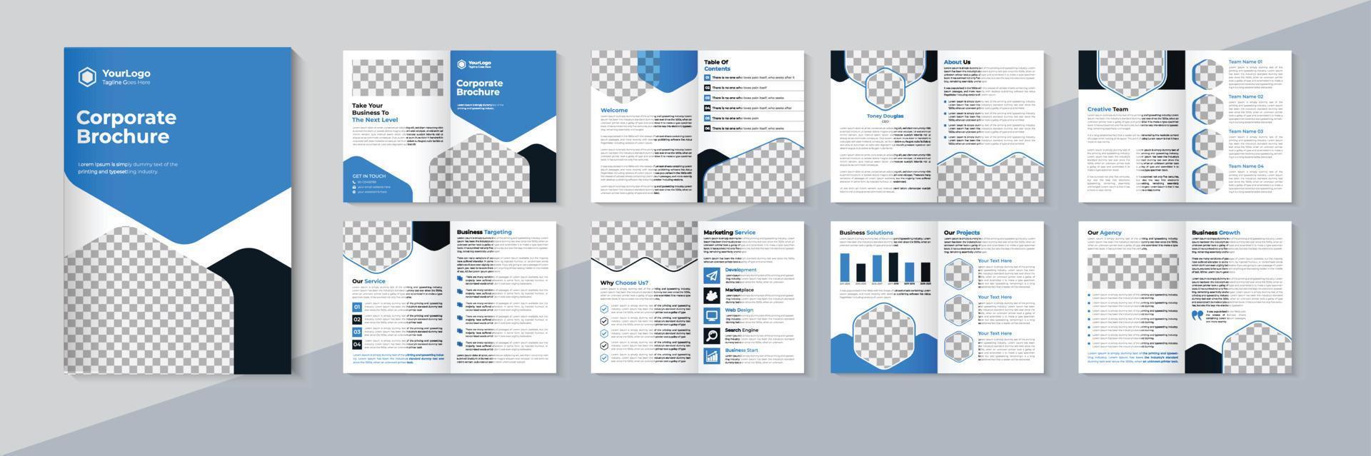 Modern brochure design, Business 16 page brochure template, Corporate brochure design, Pro Vector