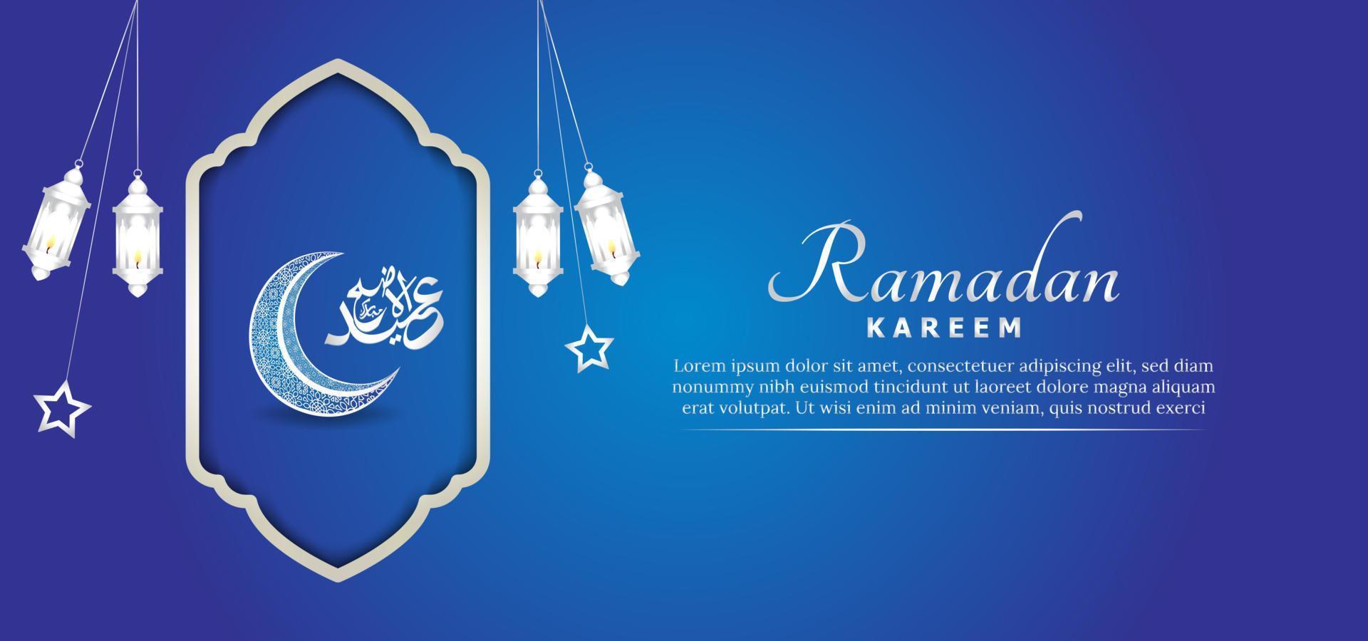 Luxury Islamic background with blue color vector